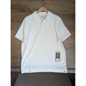 Fair Harbor The Ravello Terry Polo Shirt Mens M White Stretch Short Sleeve NWT